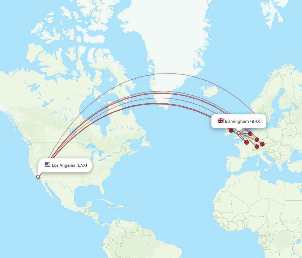 LAX-BHX flight routes