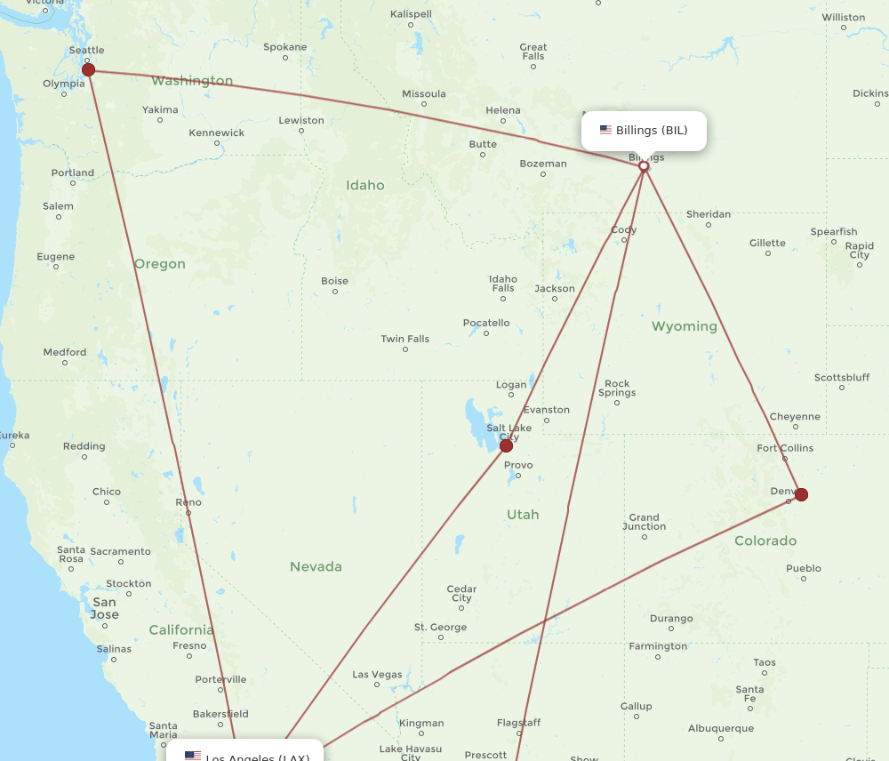 LAX-BIL flight routes