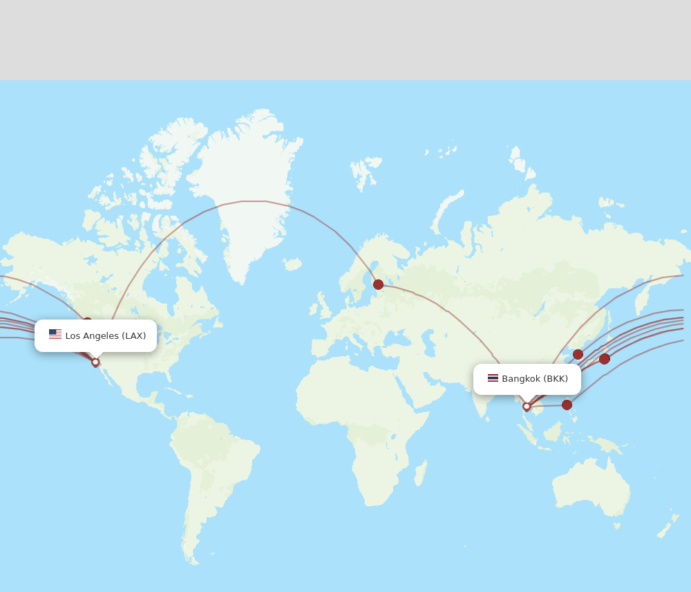 LAX to BKK flights and routes map