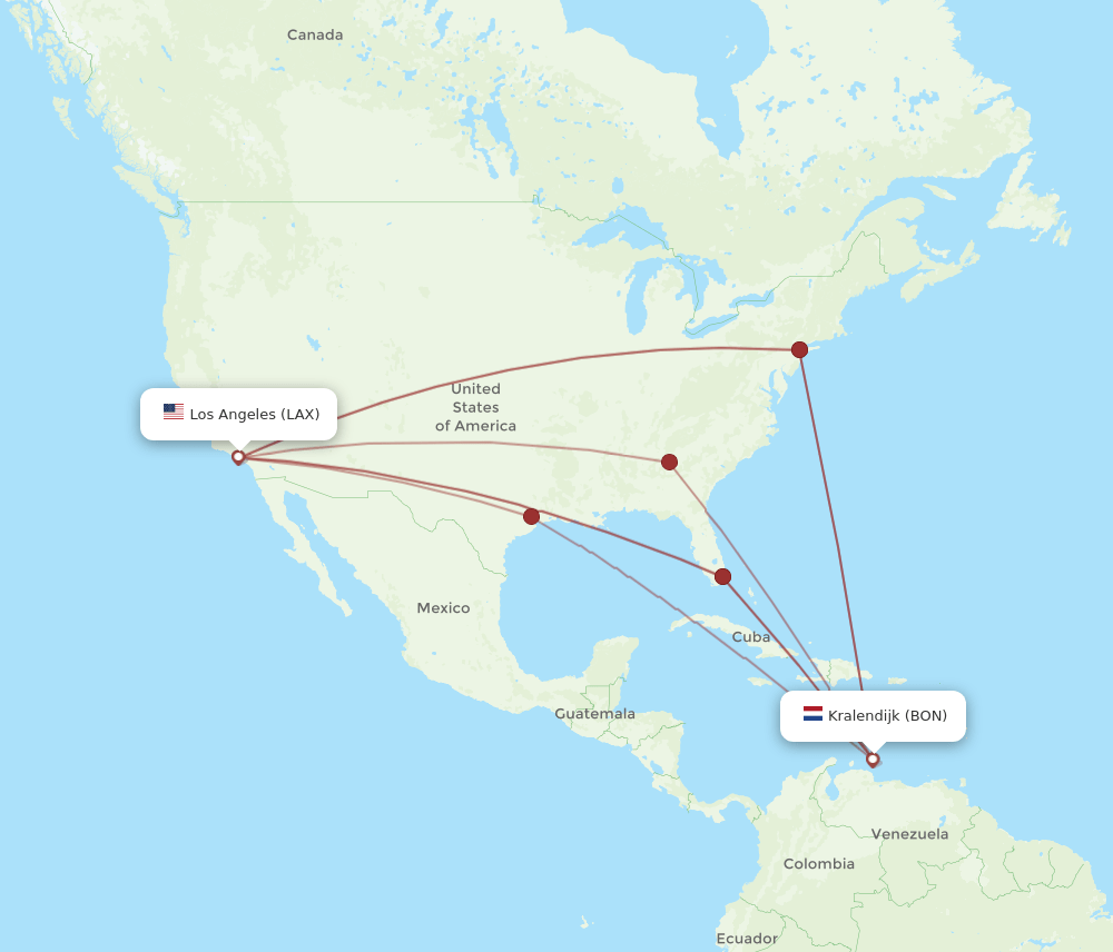 LAX-BON flight routes