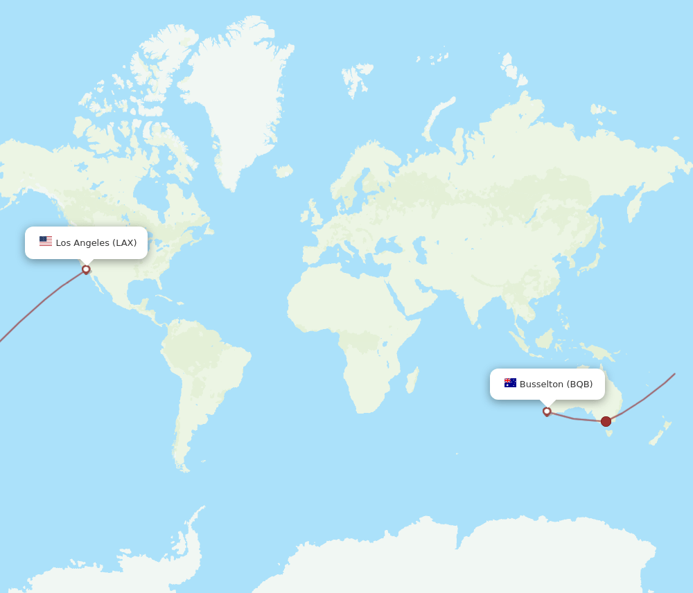 LAX to BQB flights and routes map