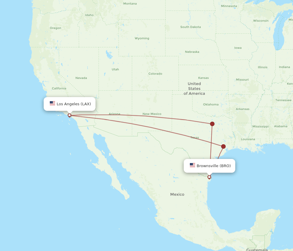 LAX-BRO flight routes