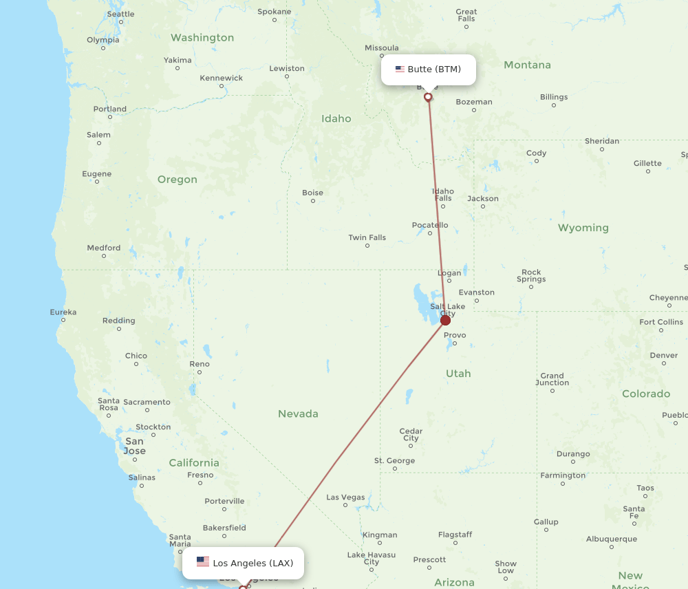 LAX-BTM flight routes