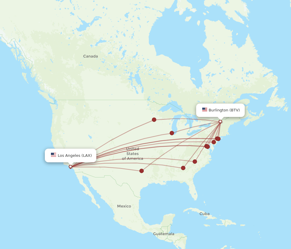 LAX-BTV flight routes