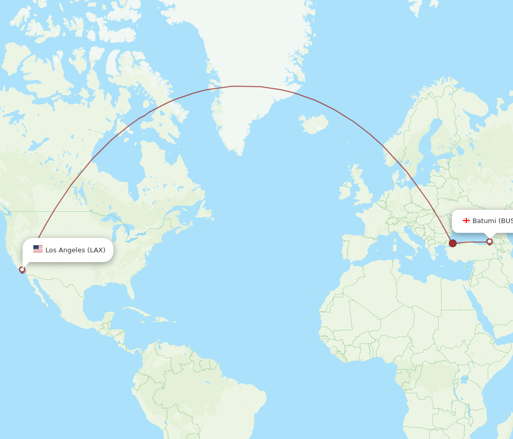 LAX-BUS flight routes