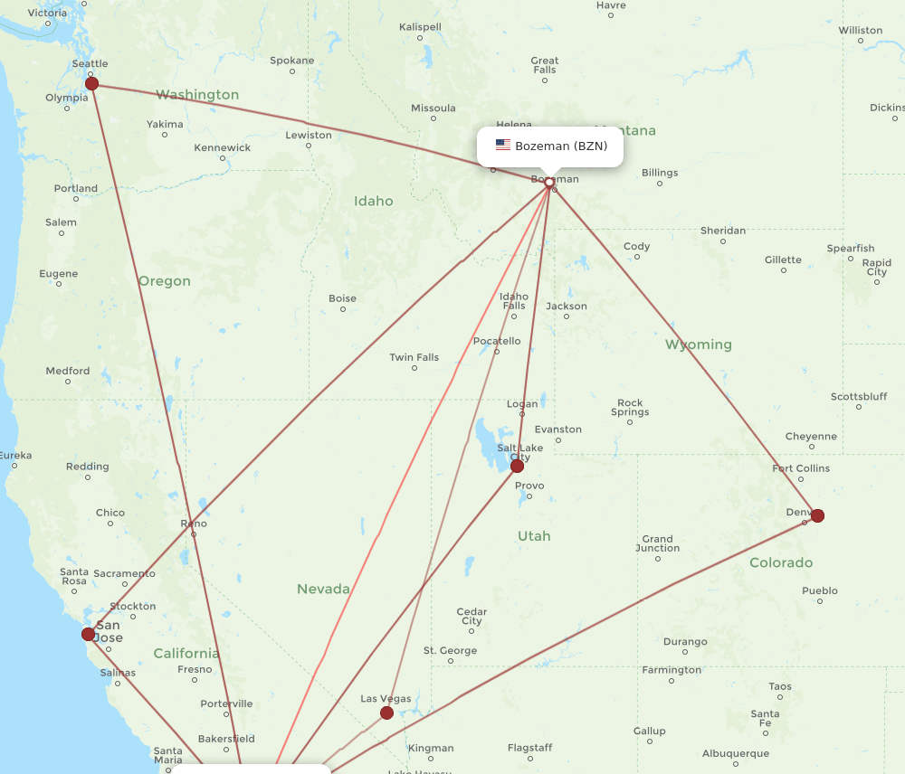 LAX-BZN flight routes