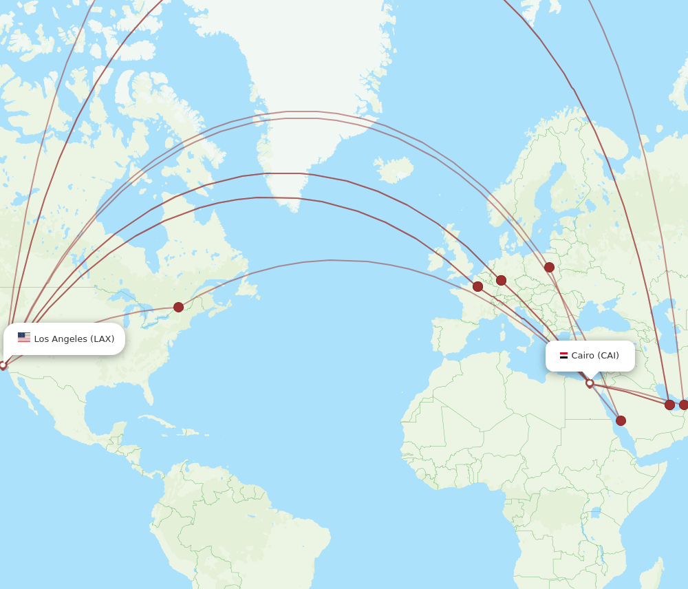 LAX-CAI flight routes