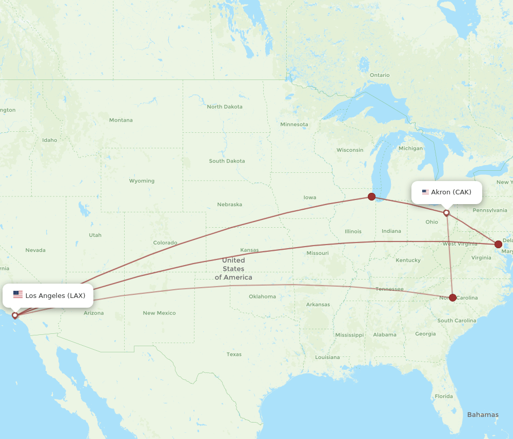 LAX-CAK flight routes