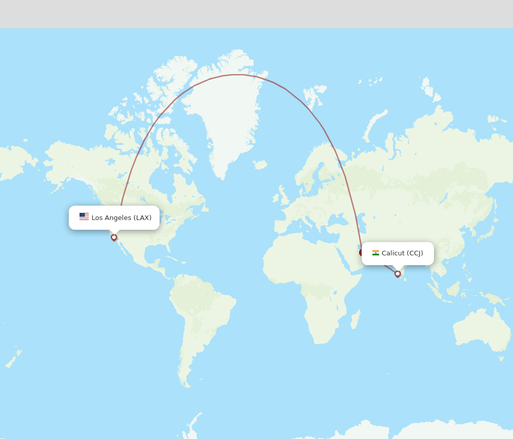 LAX to CCJ flights and routes map