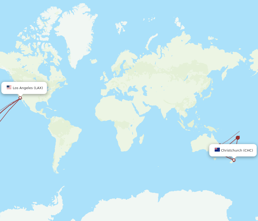 LAX-CHC flight routes