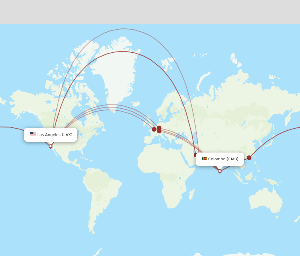 LAX-CMB flight routes
