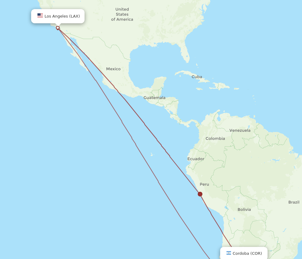 LAX-COR flight routes