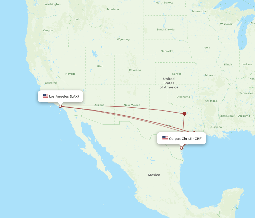 LAX to CRP flights and routes map