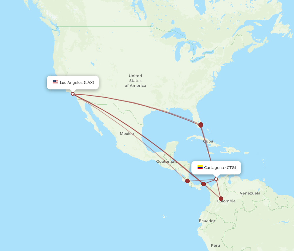 LAX-CTG flight routes