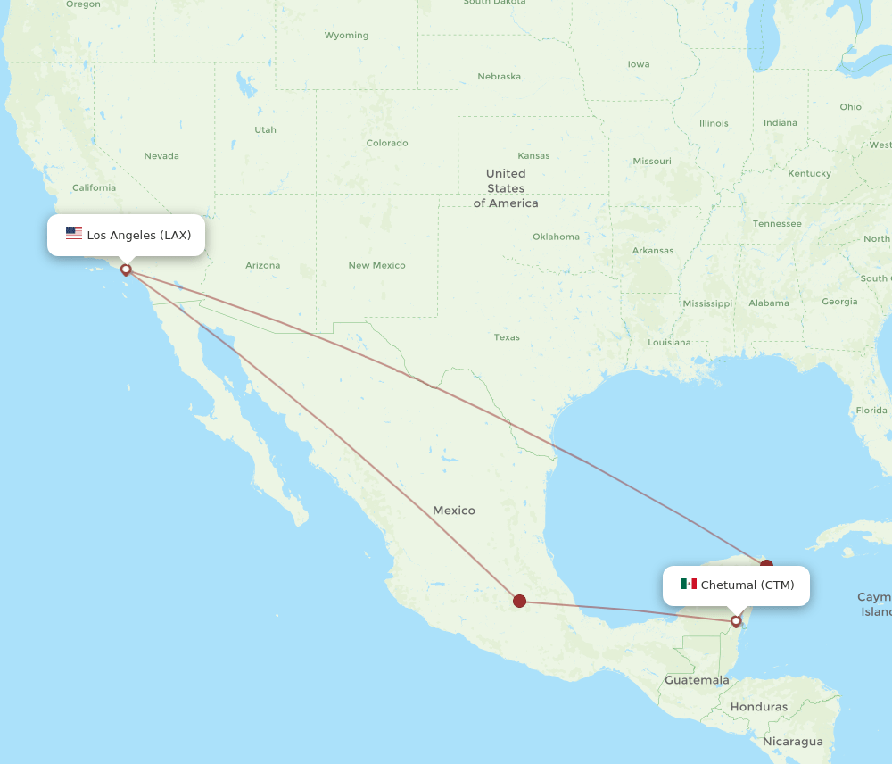 LAX-CTM flight routes
