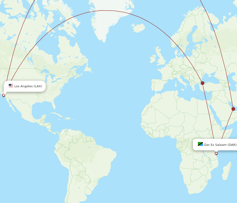 LAX-DAR flight routes