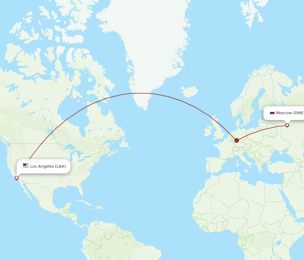 LAX to DME flights and routes map
