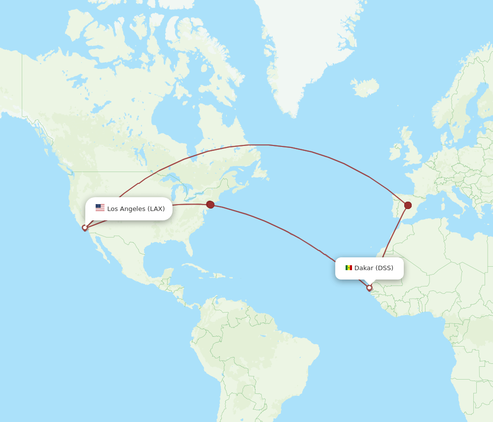 LAX-DSS flight routes