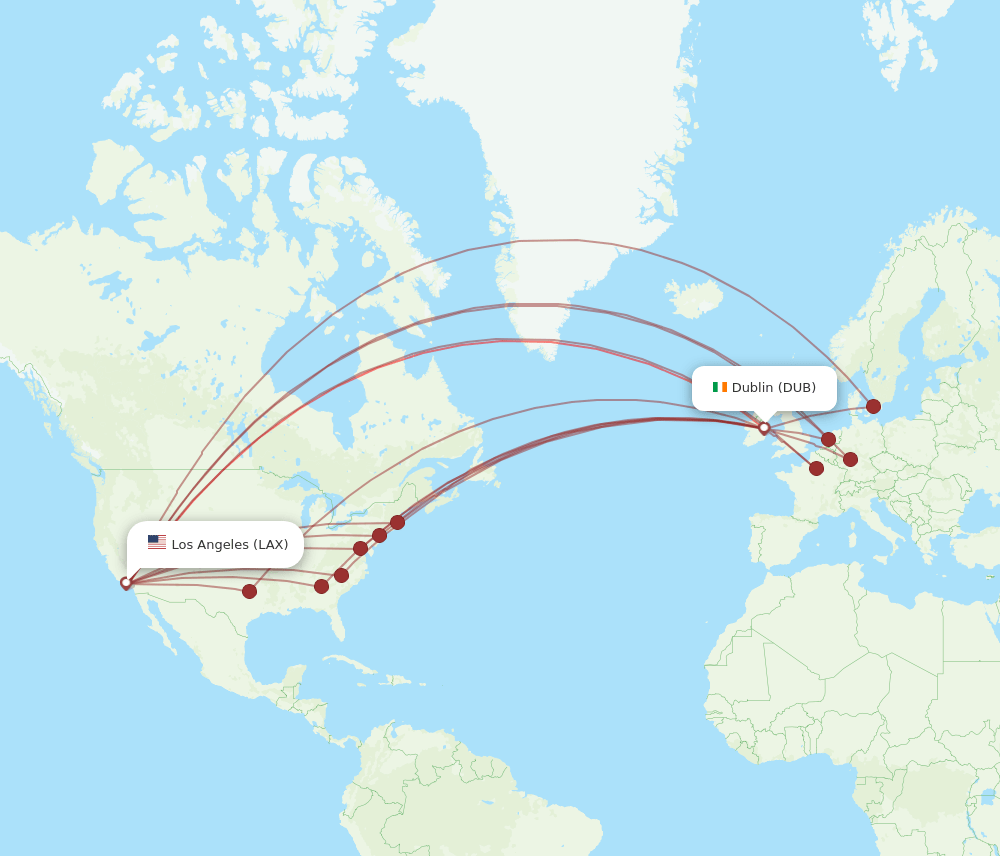 LAX-DUB flight routes