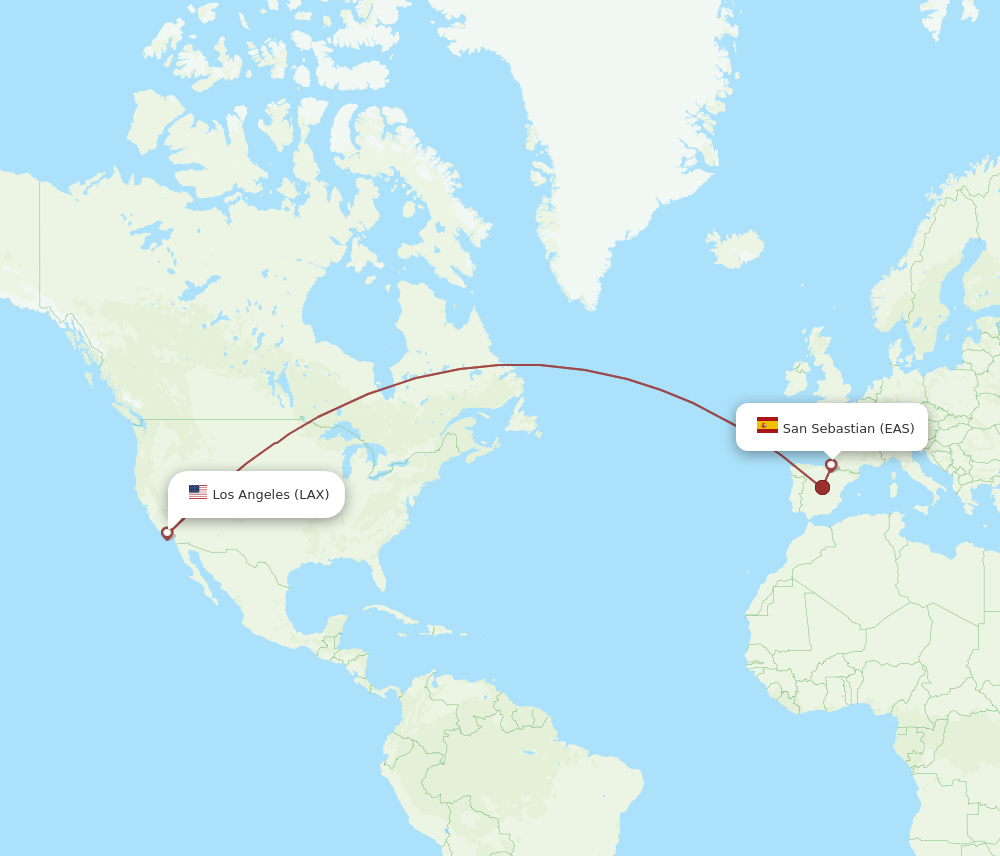 LAX to EAS flights and routes map