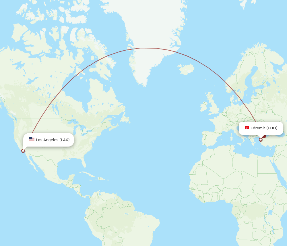 LAX-EDO flight routes