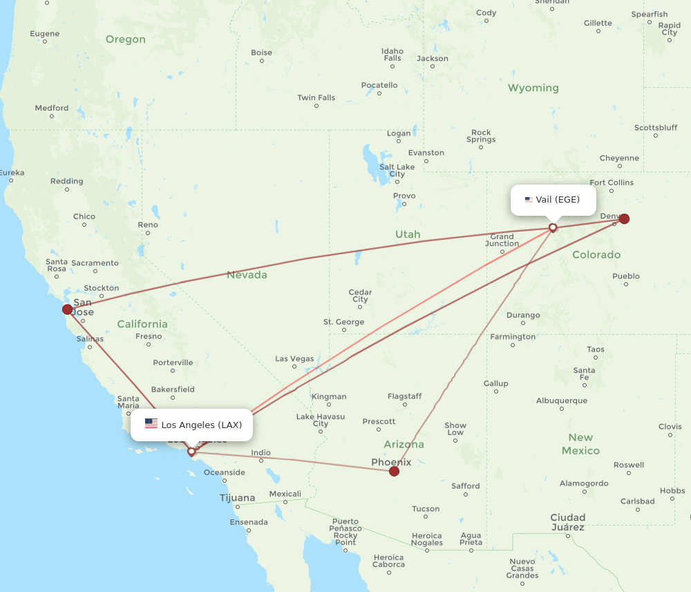 LAX-EGE flight routes