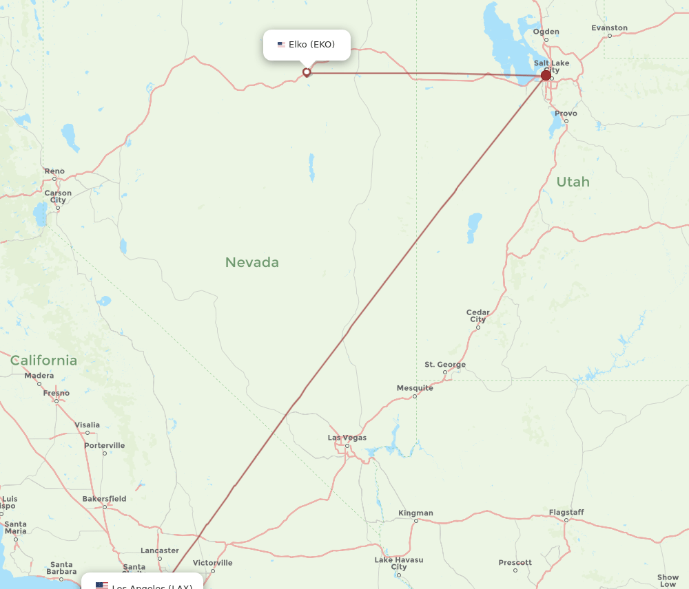LAX-EKO flight routes