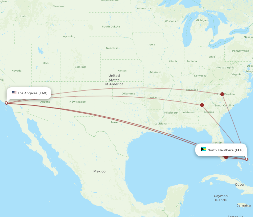 LAX-ELH flight routes