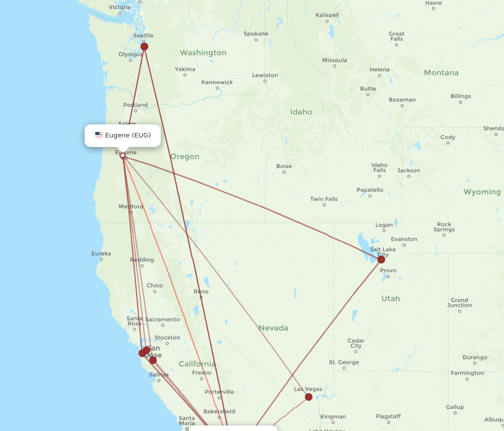 LAX-EUG flight routes