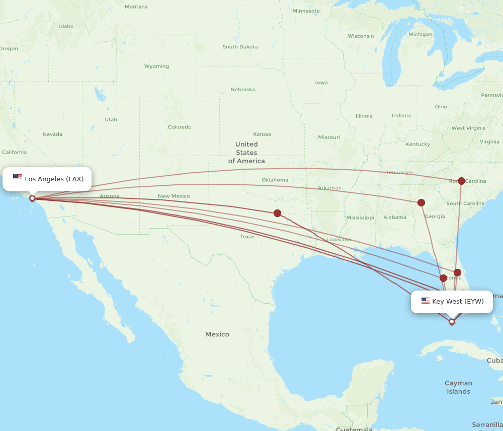 LAX-EYW flight routes
