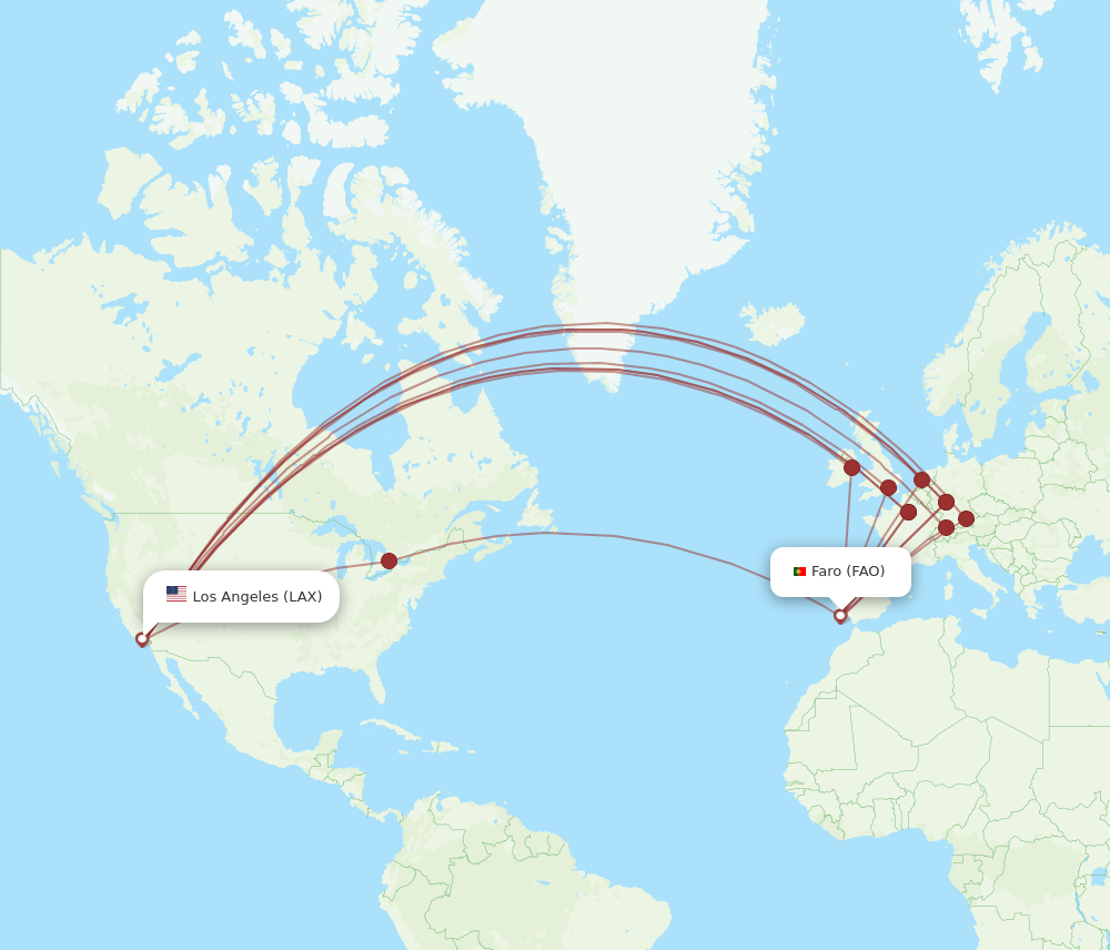 LAX-FAO flight routes
