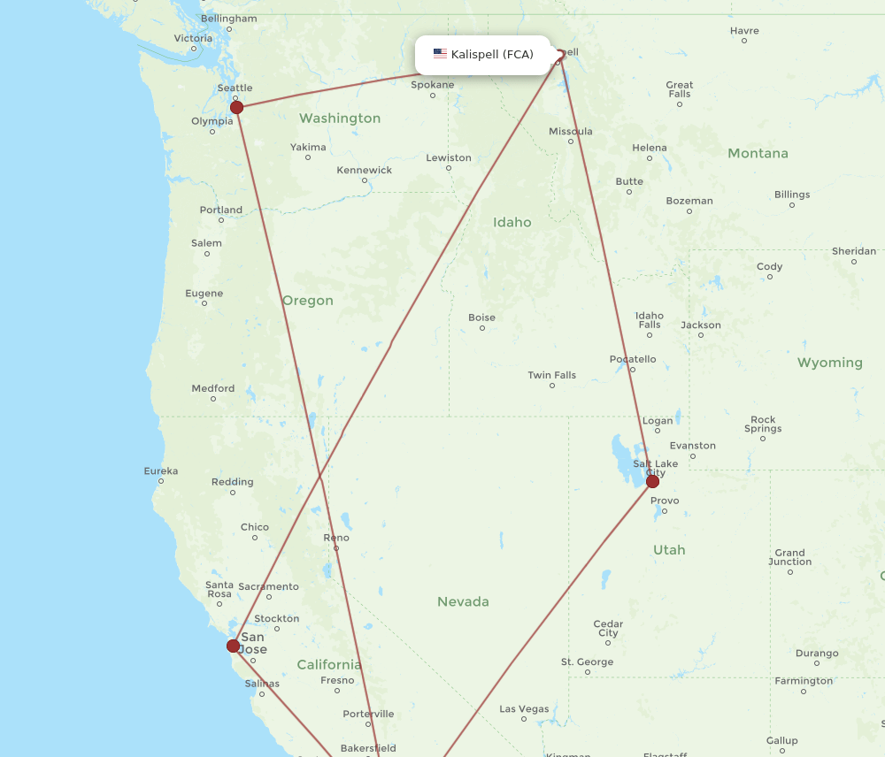 LAX to FCA flights and routes map