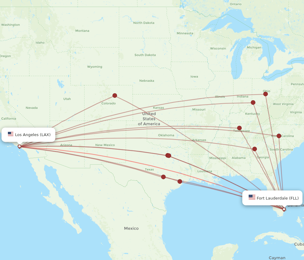 LAX-FLL flight routes