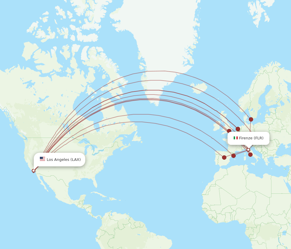 LAX-FLR flight routes