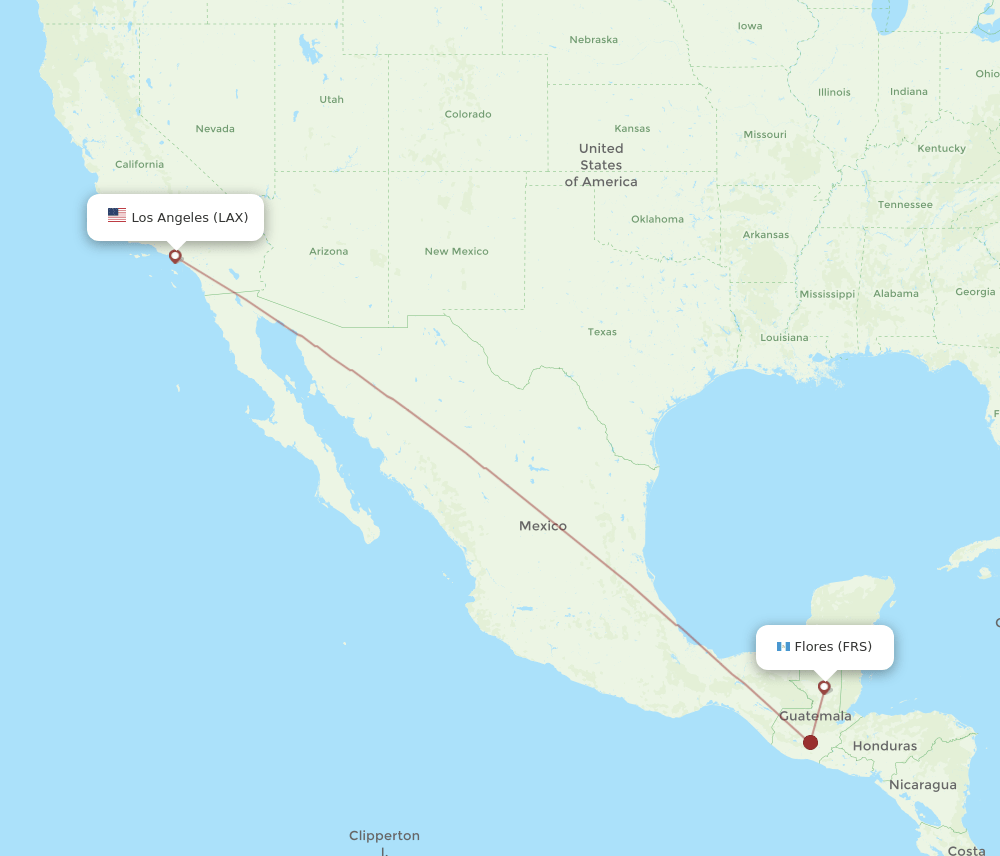 LAX-FRS flight routes