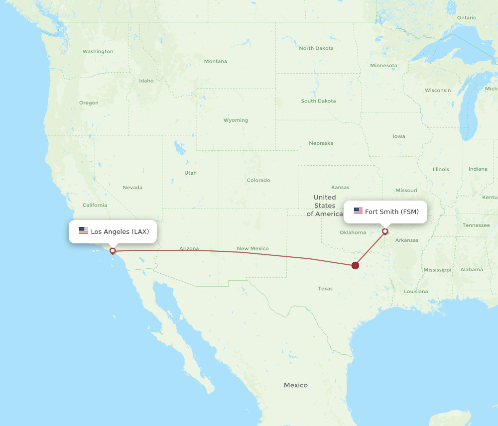 LAX-FSM flight routes