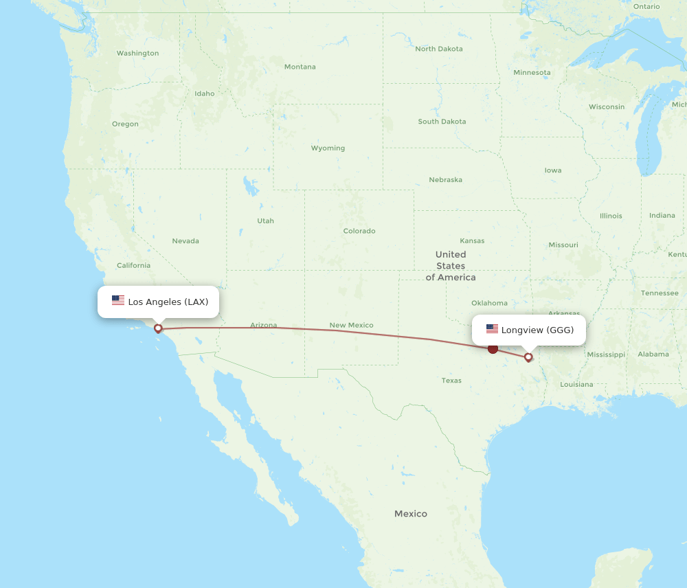 LAX-GGG flight routes