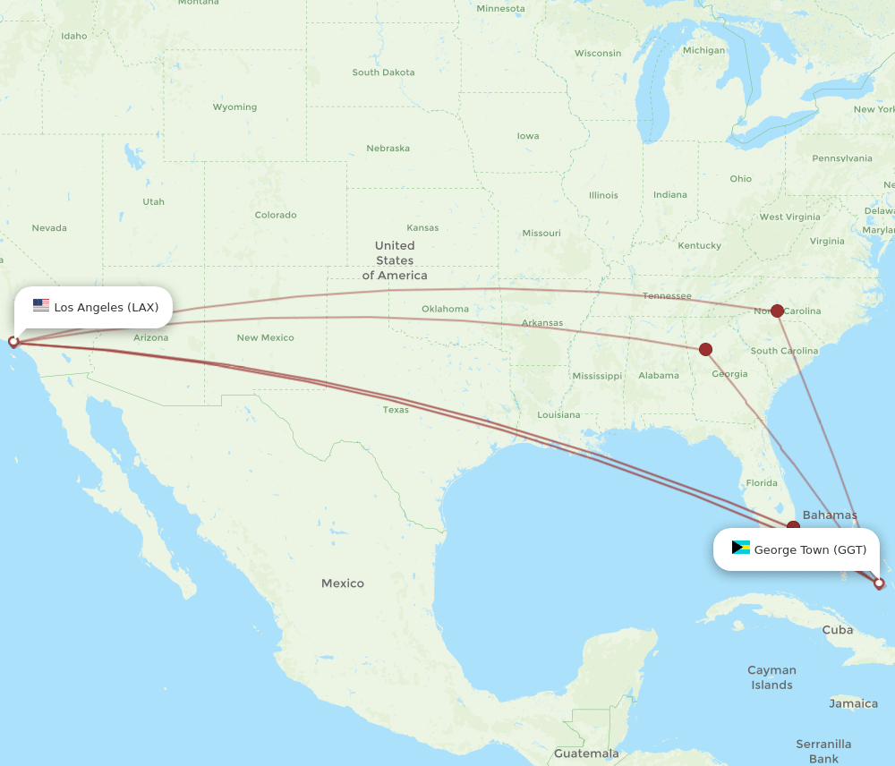 LAX-GGT flight routes