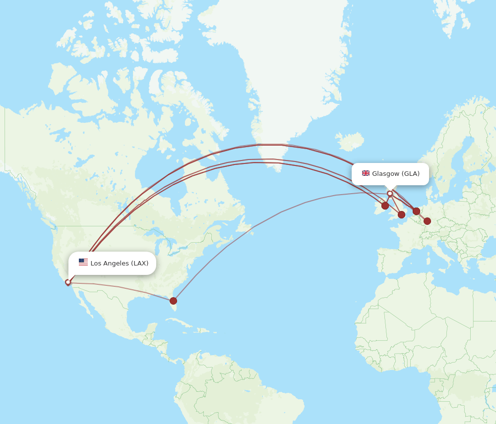 LAX-GLA flight routes