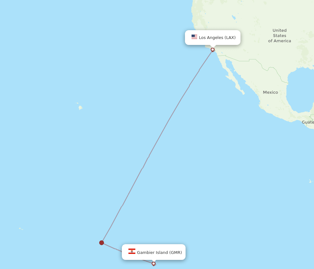LAX to GMR flights and routes map