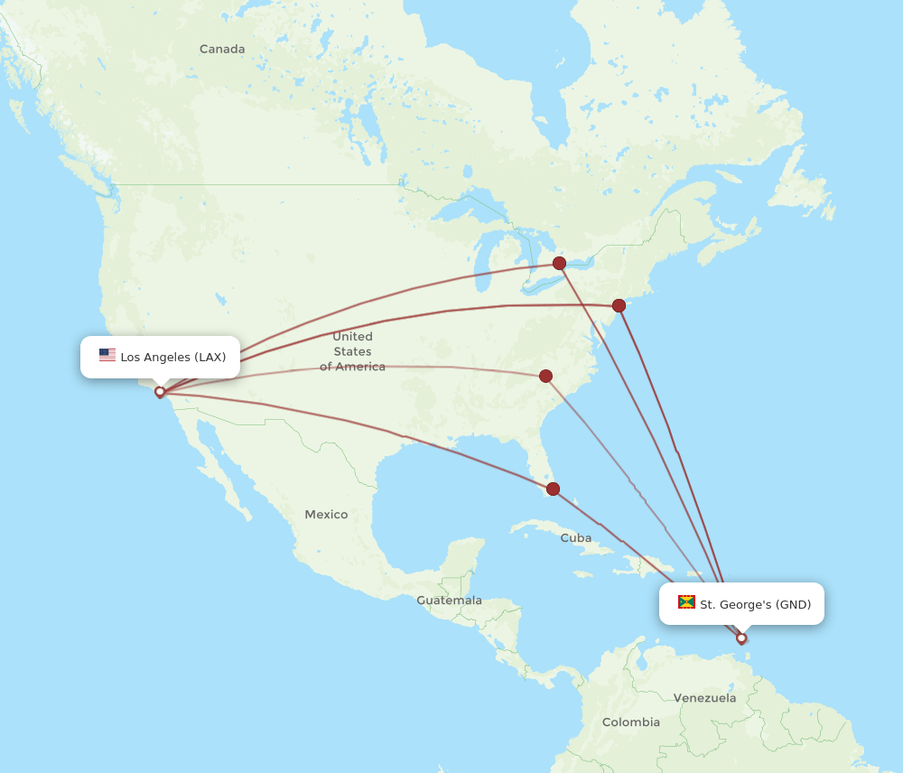 LAX-GND flight routes