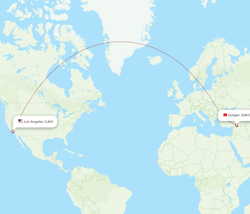 LAX-GNY flight routes