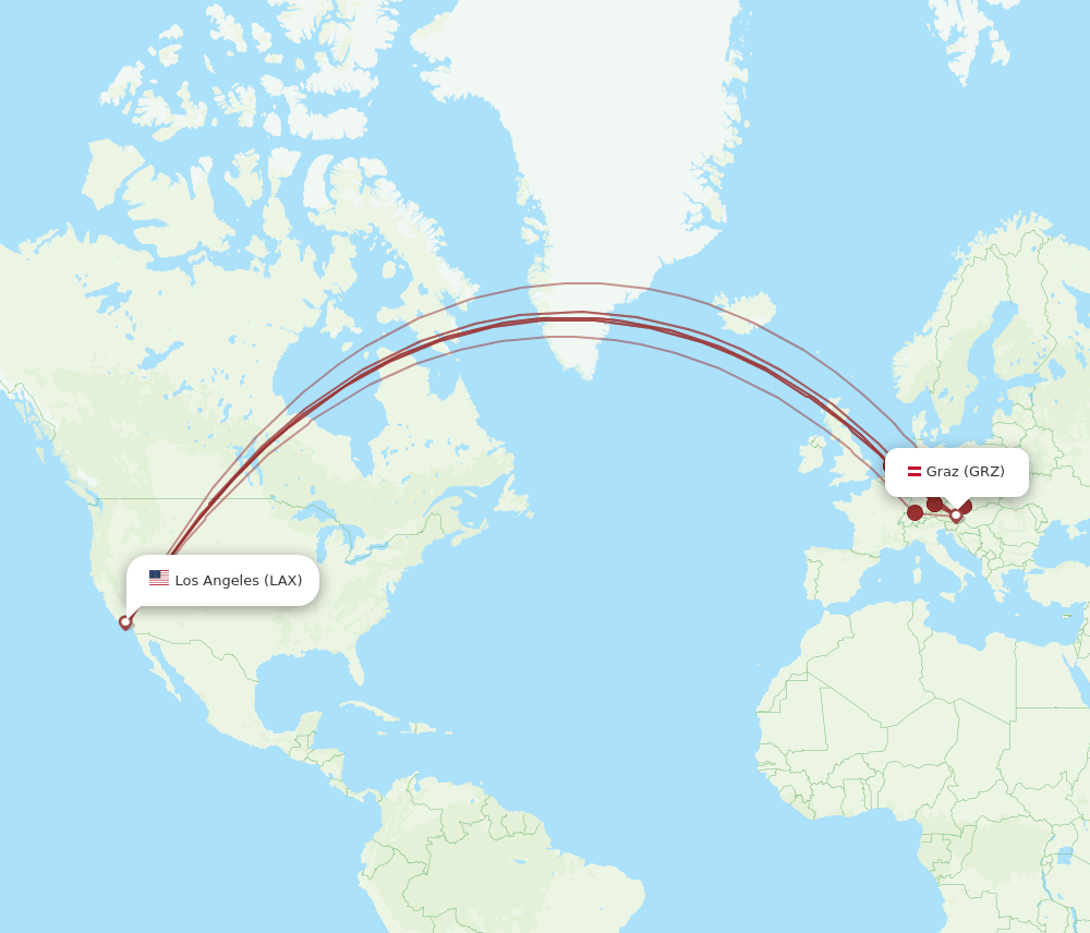 LAX-GRZ flight routes