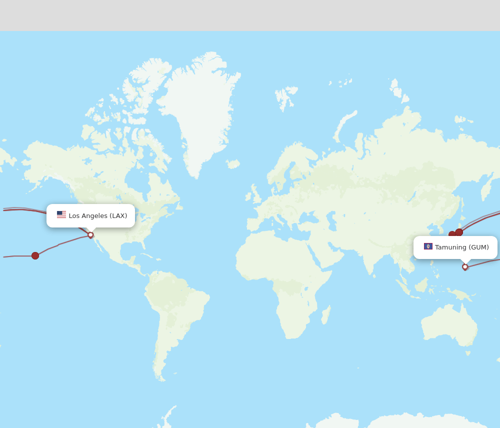 LAX-GUM flight routes