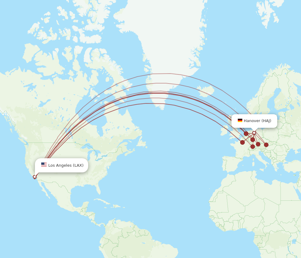 LAX to HAJ flights and routes map