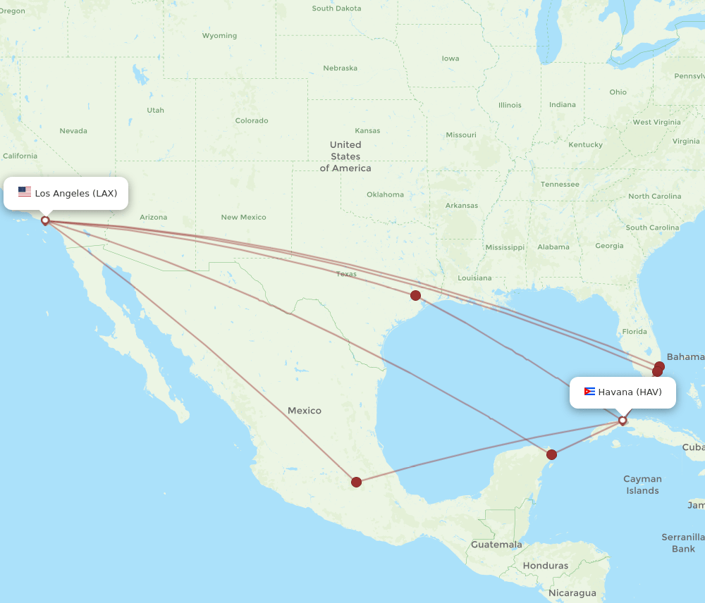 LAX-HAV flight routes