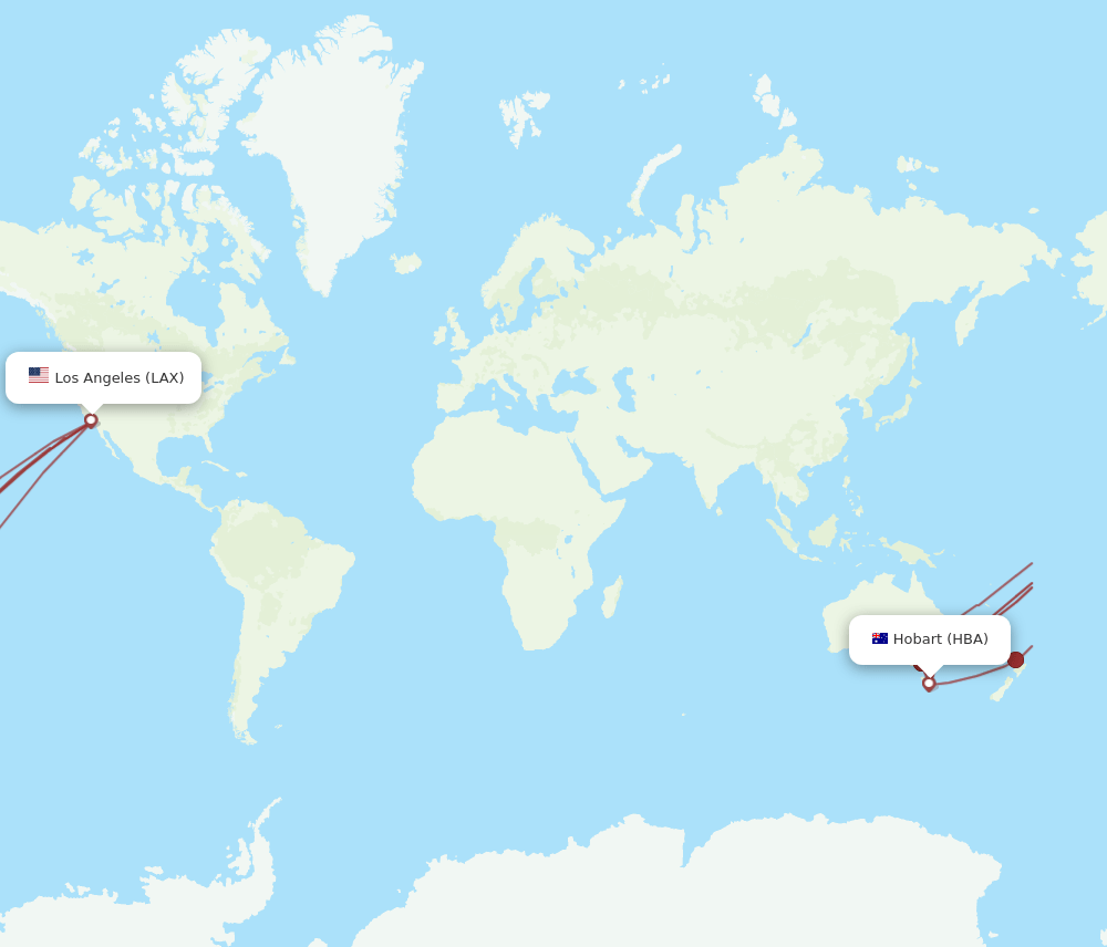 LAX-HBA flight routes