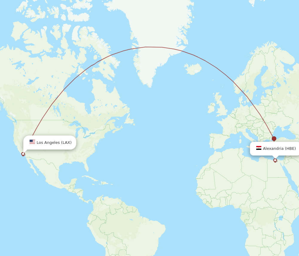 LAX-HBE flight routes