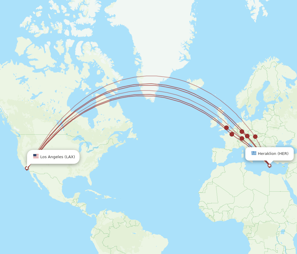 LAX-HER flight routes