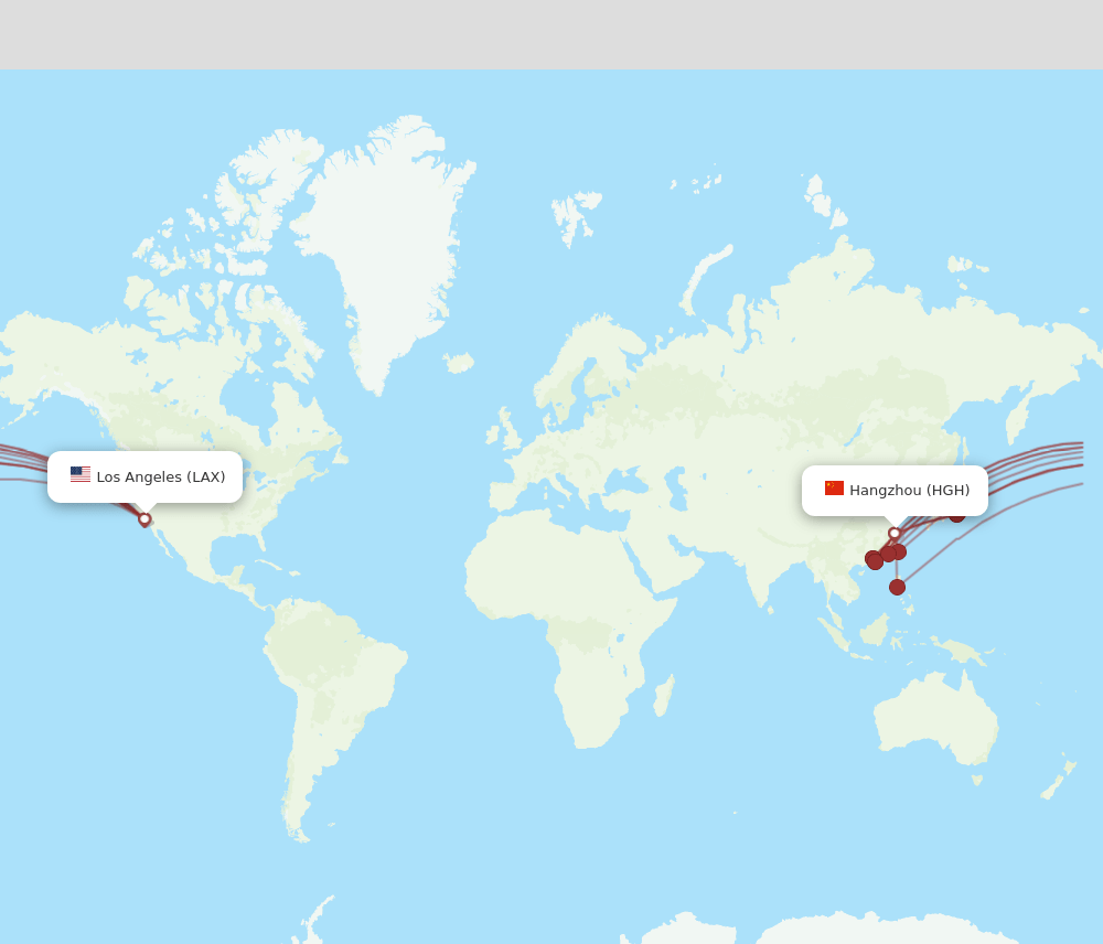 LAX-HGH flight routes